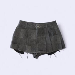 Black grey patchwork shorts